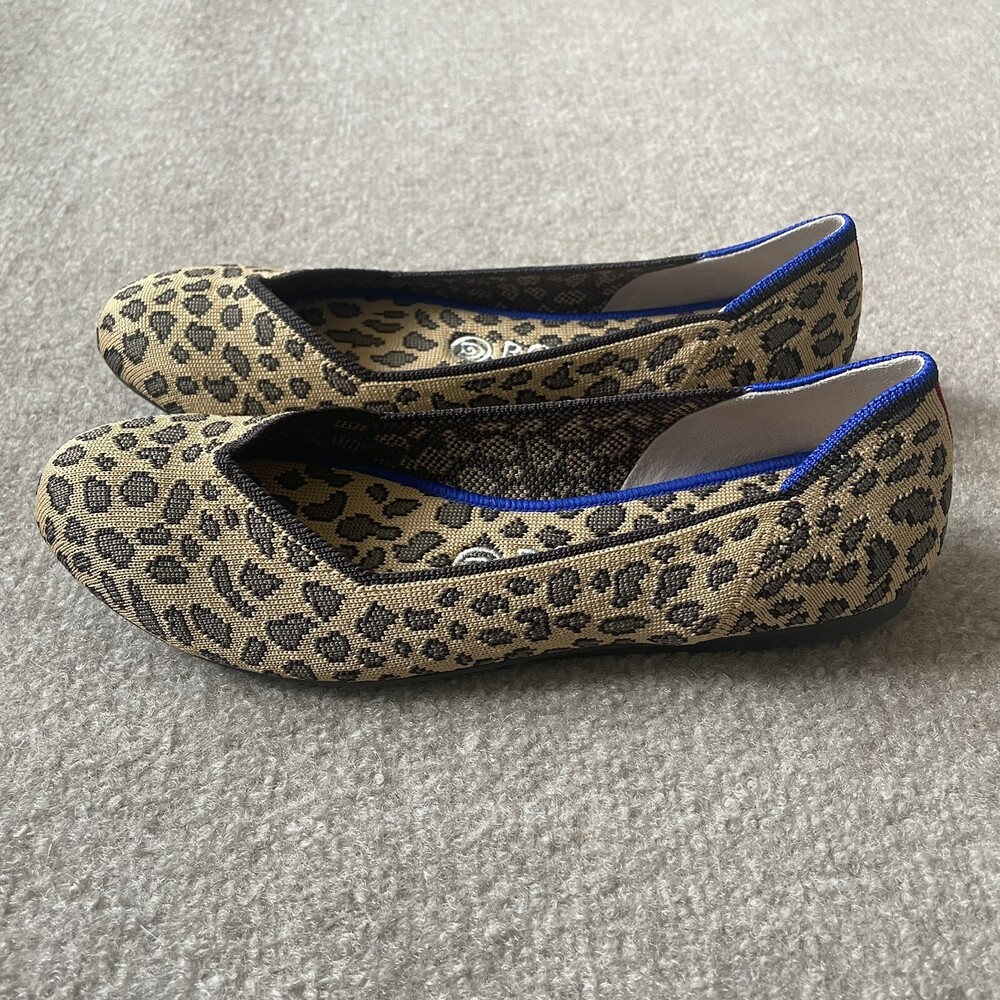 Rothy's Shoes Womens Size 7.5 The Flat Brown Spotted Leopard Print RETIRED Flats